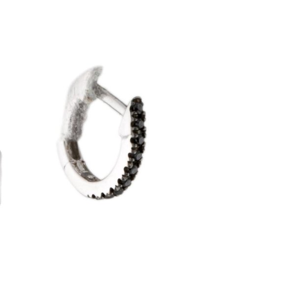 SHY CREATION 14K WHITE GOLD & DIAMOND HUGGIE EARRINGS - Picture 2 of 5